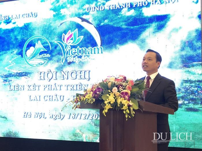 Ông Trần Tiến Dũng - Phó Bí thư Tỉnh ủy, Chủ tịch UBND tỉnh Lai Châu phát biểu tại hội nghị